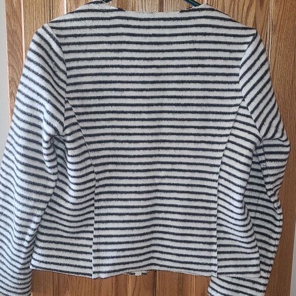 Anthropologie Dolan Knit Jacket small cardigan west Coast moto black stripe top - Picture 15 of 17